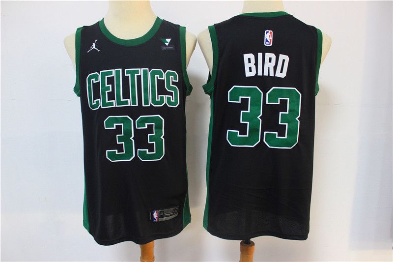 Cheap Men Boston Celtics 33 Bird Black With Jordan logo 2021 Game NBA Jersey